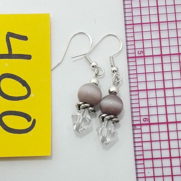 Artisan earrings 400# NEW bohemian Cats eye glass dangle earrings neutral drop - Picture 3 of 4